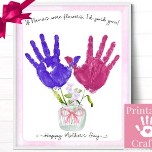 Nana Mothers Day Gift, Handprint Crafts for Kids, Flowers Card from Grandkids, Digital Printable