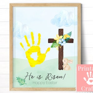 Fasten Ostern Handabdruck Kunst, Sonntagsschule Handwerk, Kirche Vorschule Christliches druckbares Handwerk, Er ist auferstanden Jesus Kreuz Aktivität für Kleinkinder
