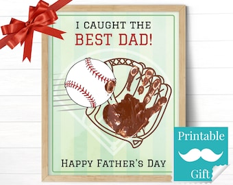 Fathers Day Gift From Son, Baseball Dad Gift, Handprint Card, I