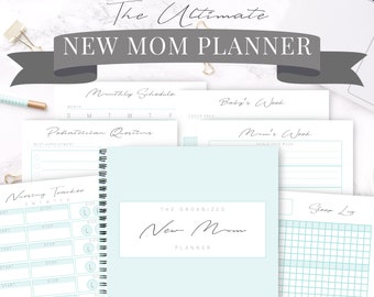 New Mom Planner, Printable Journal Inserts, Newborn Breastfeeding Organizer, Digital Download Baby Checklists, Water Tracker