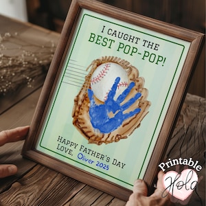 Pop-Pop Baseball Geschenk zum Vatertag, Handabdruck von Kleinkind-Enkelkindern, Sentimentale Erinnerungskarte für Opa