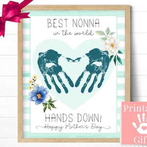 Nonna-cadeau voor Moederdag, cadeau voor oma van kleinkinderen, schattige kunstkaart met handafdruk