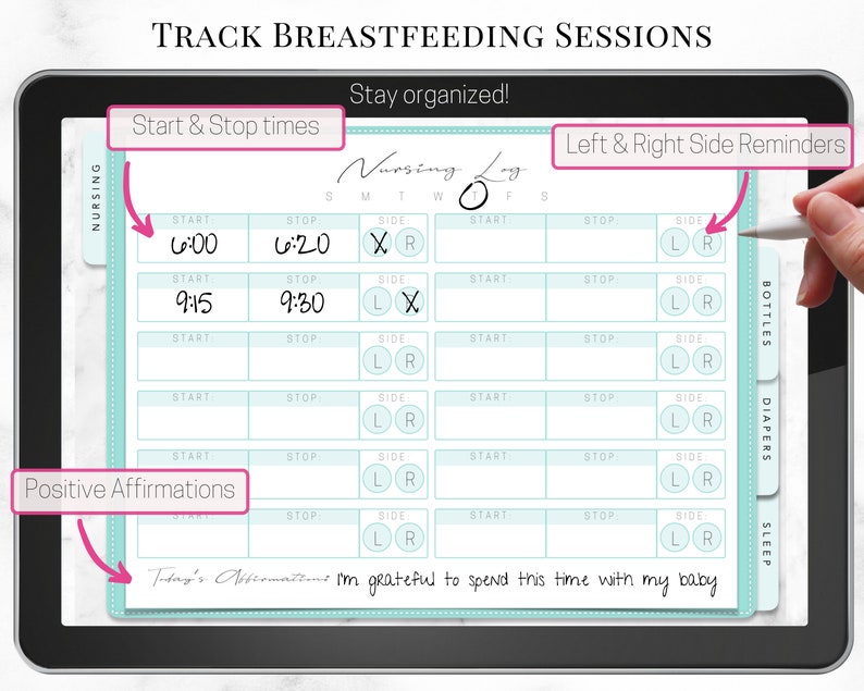 Digital Newborn Planner, GoodNotes Template Undated, Breastfeeding Mom To Be Gift, Baby Trackers image 3