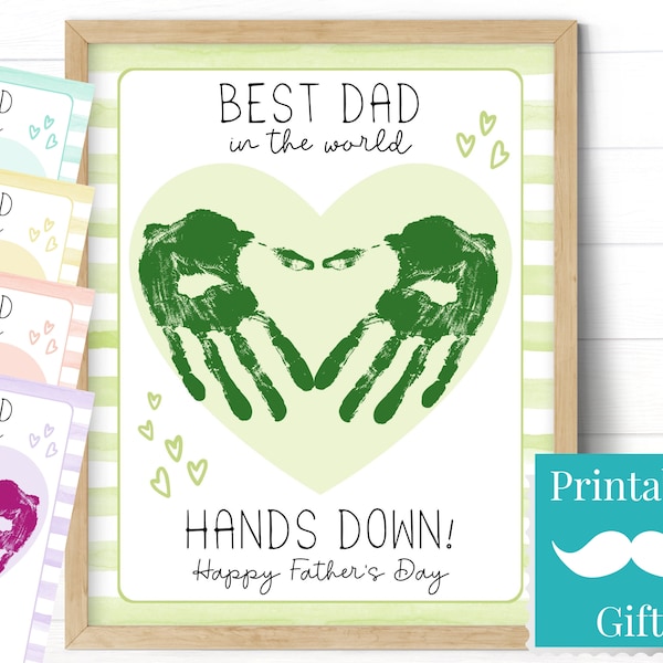 Best Dad in the world Hands Down, Printable Father's Day Preschool Craft for Boys and Girls