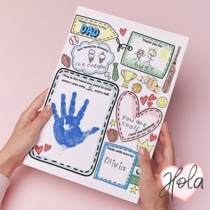 Vatertag Vorschule Färbung Arbeitsblatt, Über Papa Handabdruck Kunst Geschenk vom Kleinkind, Tageskindergarten Kind Aktivität für Papa