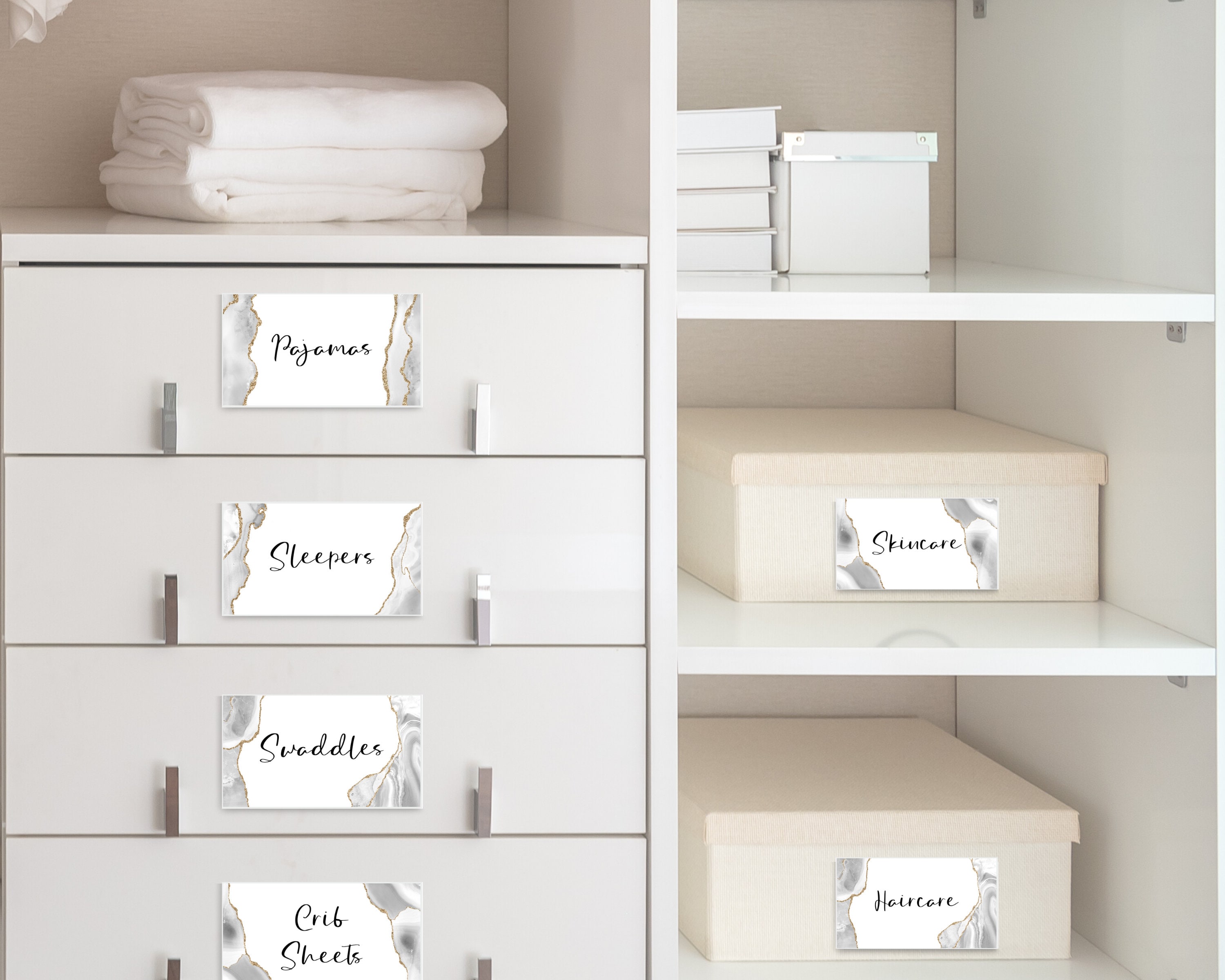 Baby Drawer Labels Set of 80 Nursery Organization White and | Etsy