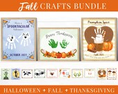 Fall Crafts for Preschoolers, Toddler Handprint Art, Printable Kit, Halloween Crafts, Thanksgiving Cards, Autumn Activities for Kids
