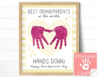 Grandparent Day Gift, DIY Handprint Template, Printable Wall Art, Gift from Grandkids for Grandma and Grandpa