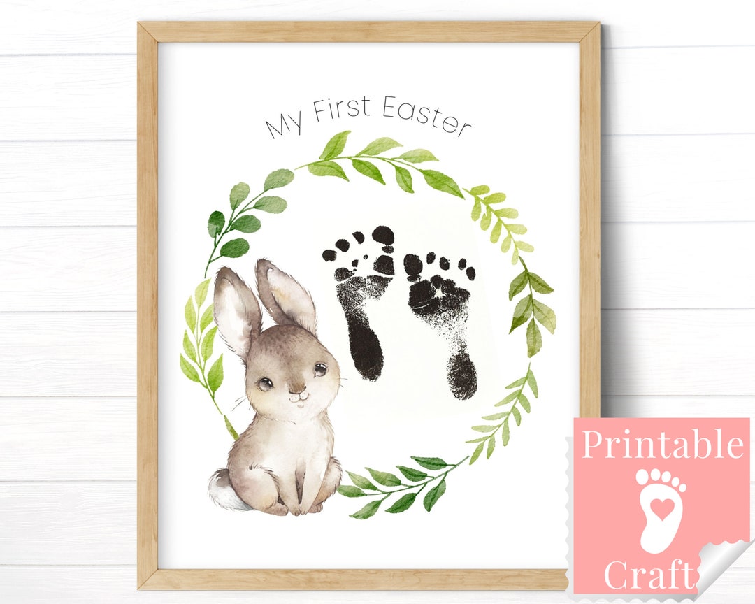 Babys First Easter, Printable Footprint Art, Keepsake Craft for Boy ...