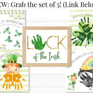 New set of five handprint crafts for Saint Patricks Day now available at Hola Sunshine Designs Etsy shop.