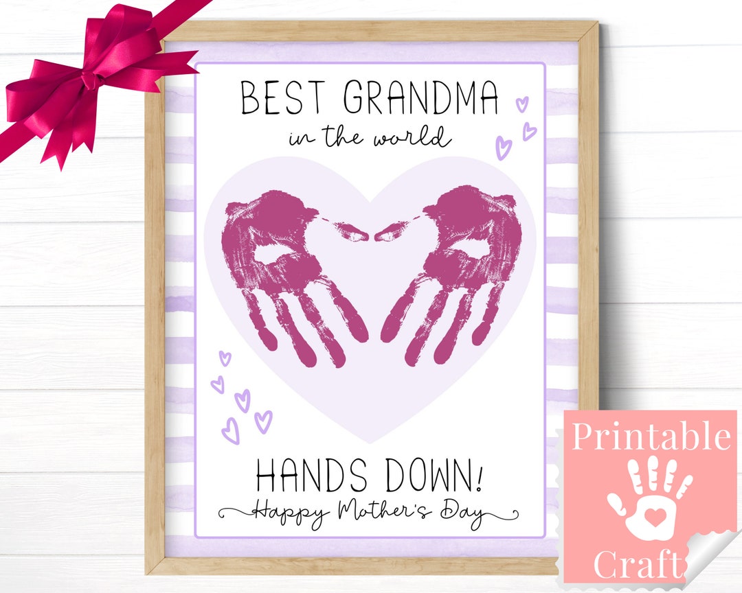 Grandma Mothers Day Gift, Handprint Keepsake Card, Toddler Craft From
