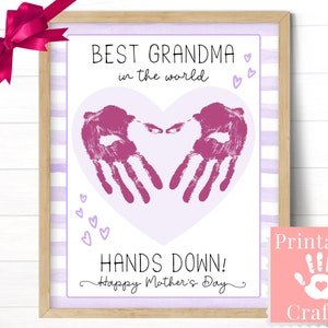 Grandma Mother’s Day Gift, Handprint Keepsake Card, Toddler Craft from Kids Grandmother, Printable Craft