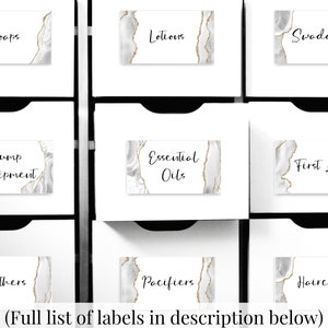 Baby Drawer Labels Set of 80, Nursery Organization, White and Gold ...