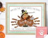Thanksgiving Turkey Arts and Crafts Activity for Toddlers, Preschool Daycare Project, Cute Handprint Turkey, Printable Handmade Joke Card