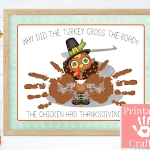 Thanksgiving-Türkei-Kunst- und Handwerksaktivität für Kleinkinder, Vorschulkindertagesstätte-Projekt, niedlicher Handabdruck Türkei, druckbare handgemachte Witzkarte