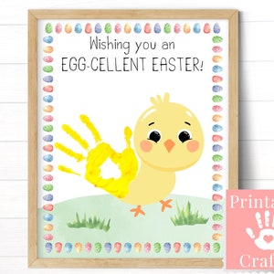 Ostergeschenke für Großeltern, Küken-Handabdruck-Kunst, personalisierte Osterkarten, druckbare Kunst und Handwerk für Kinder, Kleinkind-Malaktivität