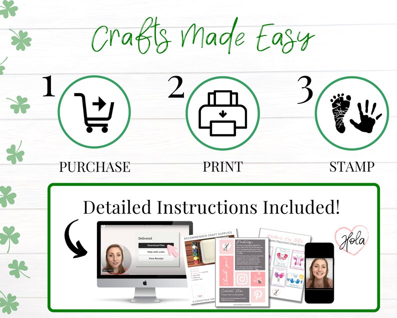 Crafts made easy! Just print the template, stamp footprints, and you are done! Detailed instructions are included in the form of PDF, web article, and video.