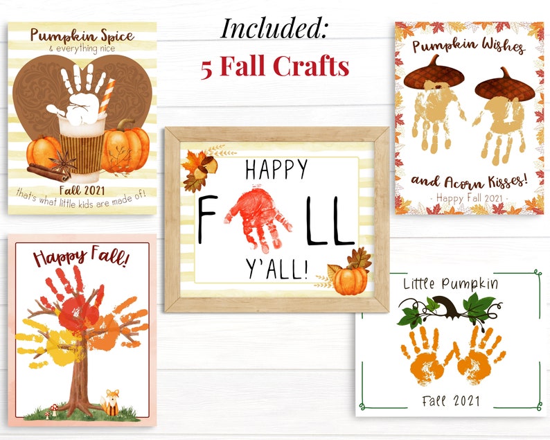 Herfstknutsels voor kleuters, handafdrukkunst peuter, afdrukbare kit, Halloween-knutsels, Thanksgiving-kaarten, herfstactiviteiten voor kinderen afbeelding 5