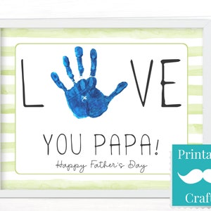 Papa Fathers Day Gift, Craft Printable for Grandson or Grand Daughter, Easy Hand Print