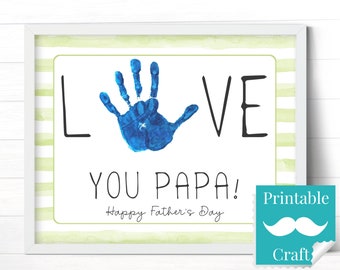 Papa Fathers Day Gift, Craft Printable for Grandson or Grand Daughter, Easy Hand Print