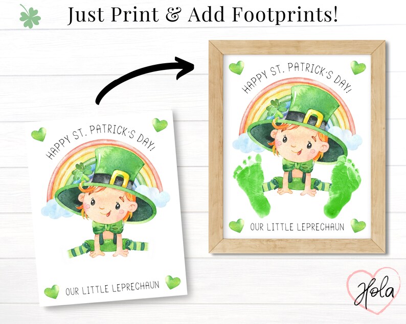 Just print this template page and add footprints. Print as many as you need with just one purchase. Image shows before and after footprints have been stamped.