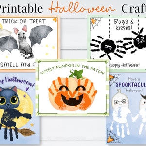 Ensemble imprimable d'Halloween pour les enfants, ensemble d'artisanat d'empreinte de main préscolaire, activité pour tout-petits, garderie maternelle Art, fête d'Halloween facile