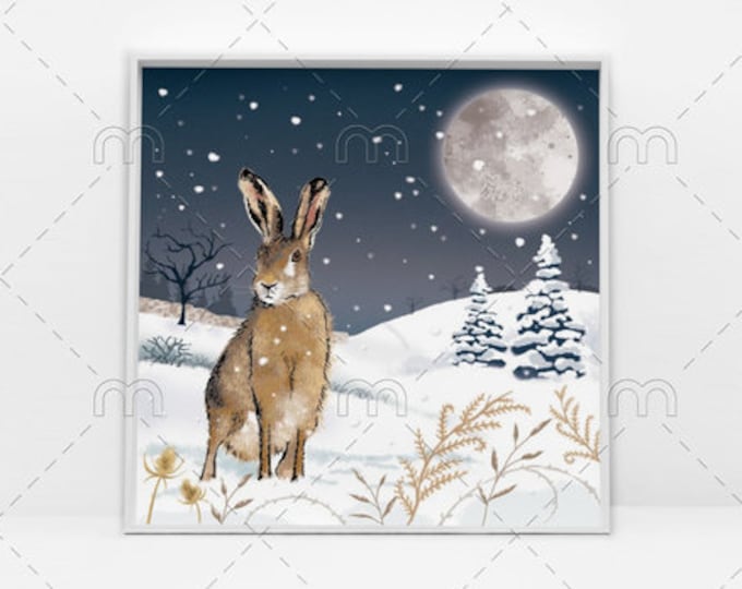 Hare, Rabbit, Bunny, Animal Art, Winter, Pillow, Cross Stitch Pattern, PDF Instant Download