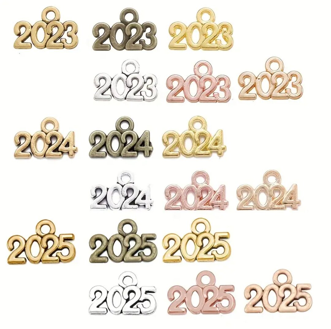 Small 2023 2024 2025 Gold Silver Alloy Charms Pendants for Etsy