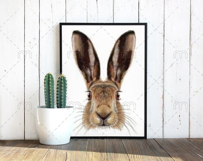 Hare, Rabbit, Bunny, Animal Art, Portrait, Cross Stitch Pattern, PDF Instant Download