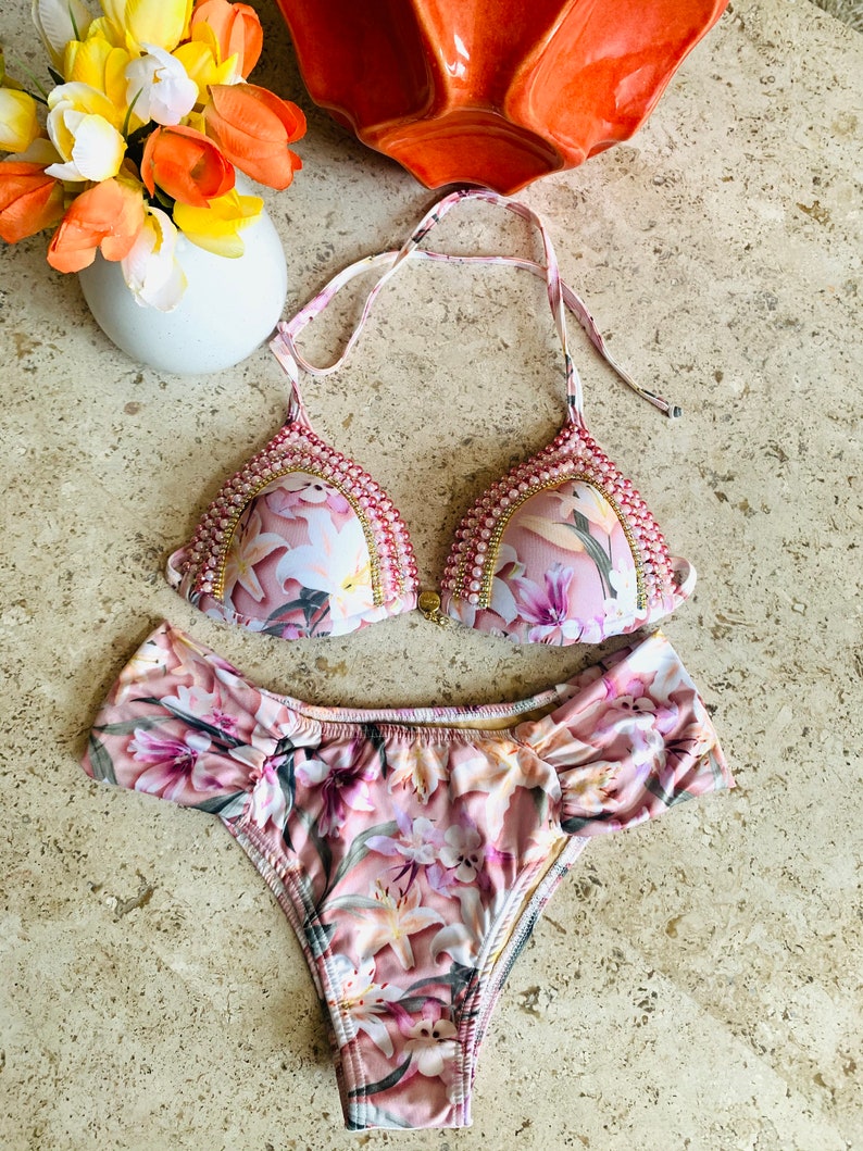 Luxurious Brazilian hand embroidered Bikini set Unique | Etsy