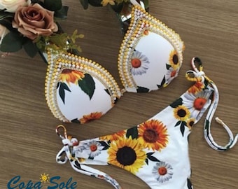 Luksusowy, seksowny, mały brazylijski komplet bikini haftowany ręcznie, wyjątkowy, ekskluzywny, biżuteryjny, bikini z kryształkami, kolorowe bikini, strój kąpielowy