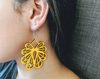 Wood earrings colorful earrings Boho earrings Bohemian Earrings Light Weight Earrings Wood Earrings Gift yellow pink blue white brown black