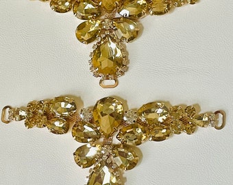 Rhinestones Sandal jewel metal embellishment parts gold buckle gold shoe charm sandals charm jewelry jewelry link amber stone