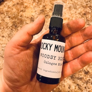 Men’s Rocky Mountain Cologne Glass Bottle Spray 2 oz | Lumberjack Woodsy Blend | Essential Oils | All Natural
