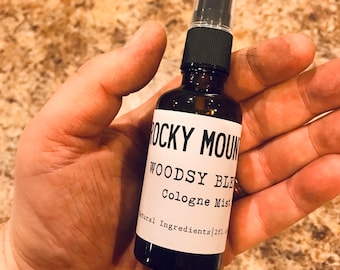 Men’s Rocky Mountain Cologne Glass Bottle Spray 2 oz | Lumberjack Woodsy Blend | Essential Oils | All Natural