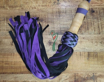 Suede Leather Flogger - Black and Purple