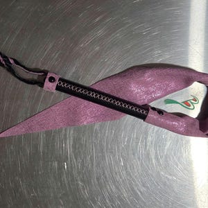 Metallic Pink and Black Dragon Tail Leather Whip