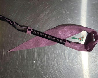 Metallic Pink and Black Dragon Tail Leather Whip