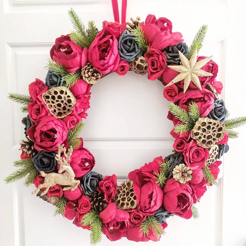 Large Brand new Luxury Christmas door Red Free shipping Floral christmas wreath
