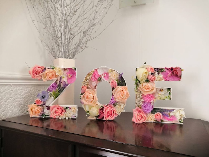 Flower filled letters personalised gift bridesmaid gift or | Etsy