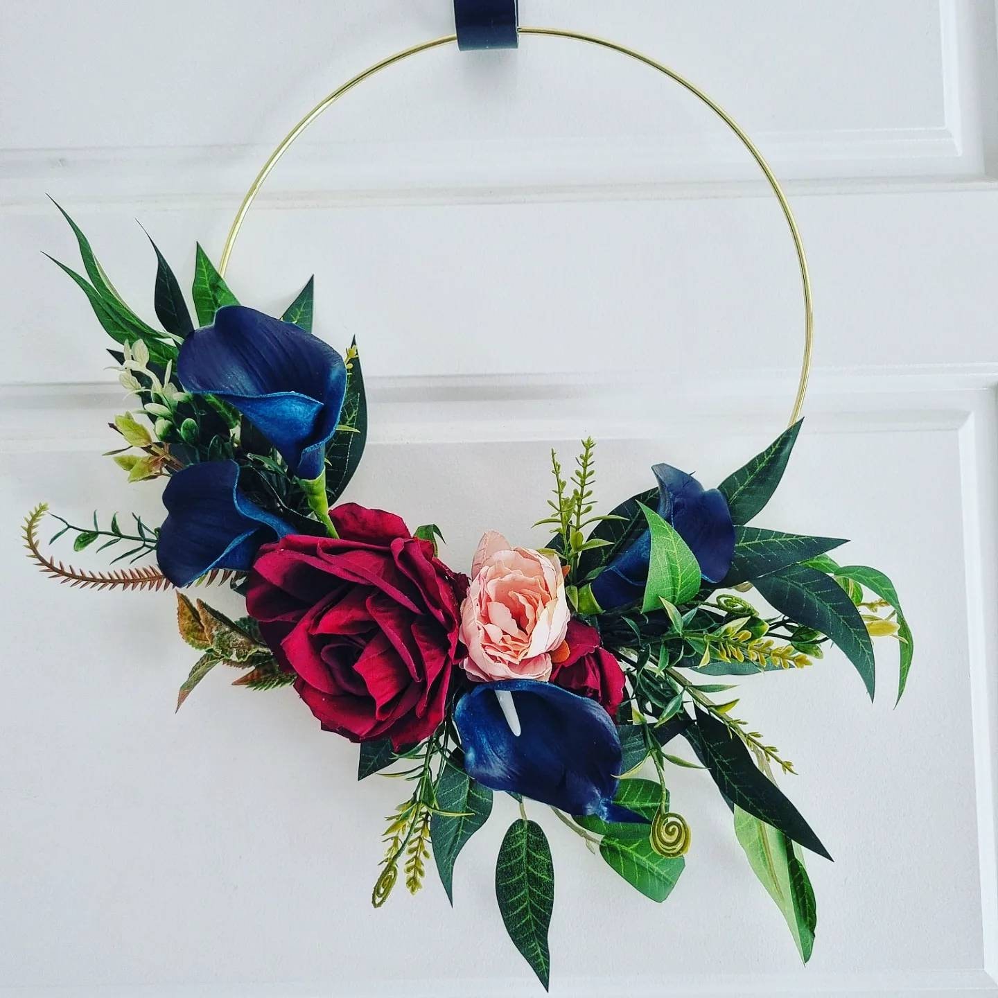 Alternative Bouquet, Bride Bridesmaid Flower Girl Hoop Bouquet| Autumn Fall Winter Wedding Faux Burgundy Blush Navy Bouquet