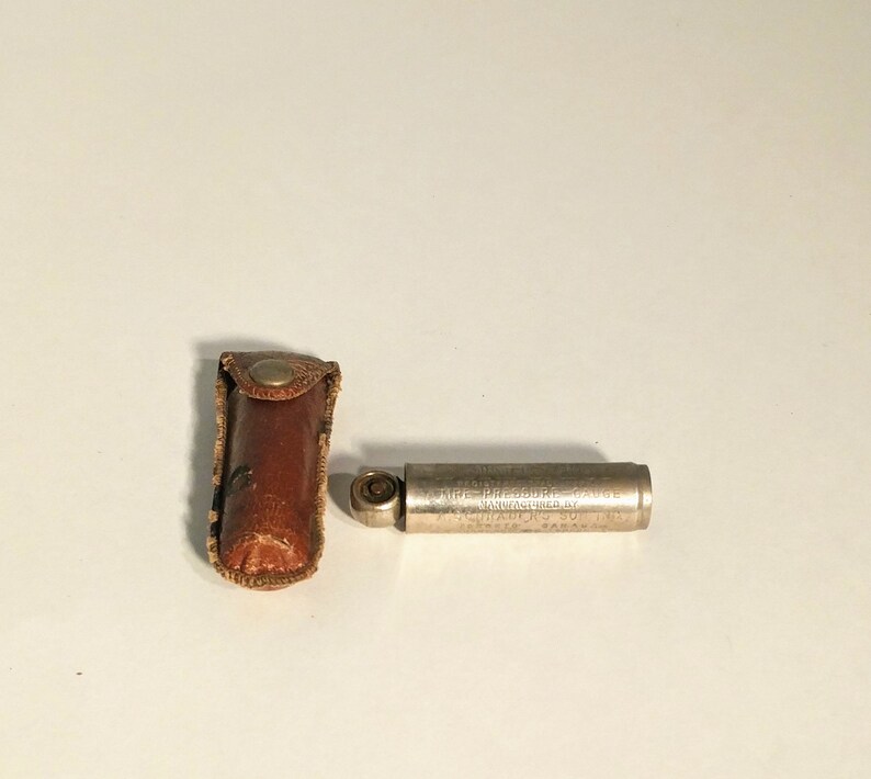 Vintage Schrader Tire Pressure Gauge With Original Leather Etsy