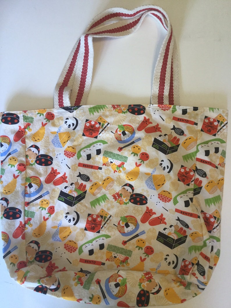Sushi reusable washable grocery tote bag