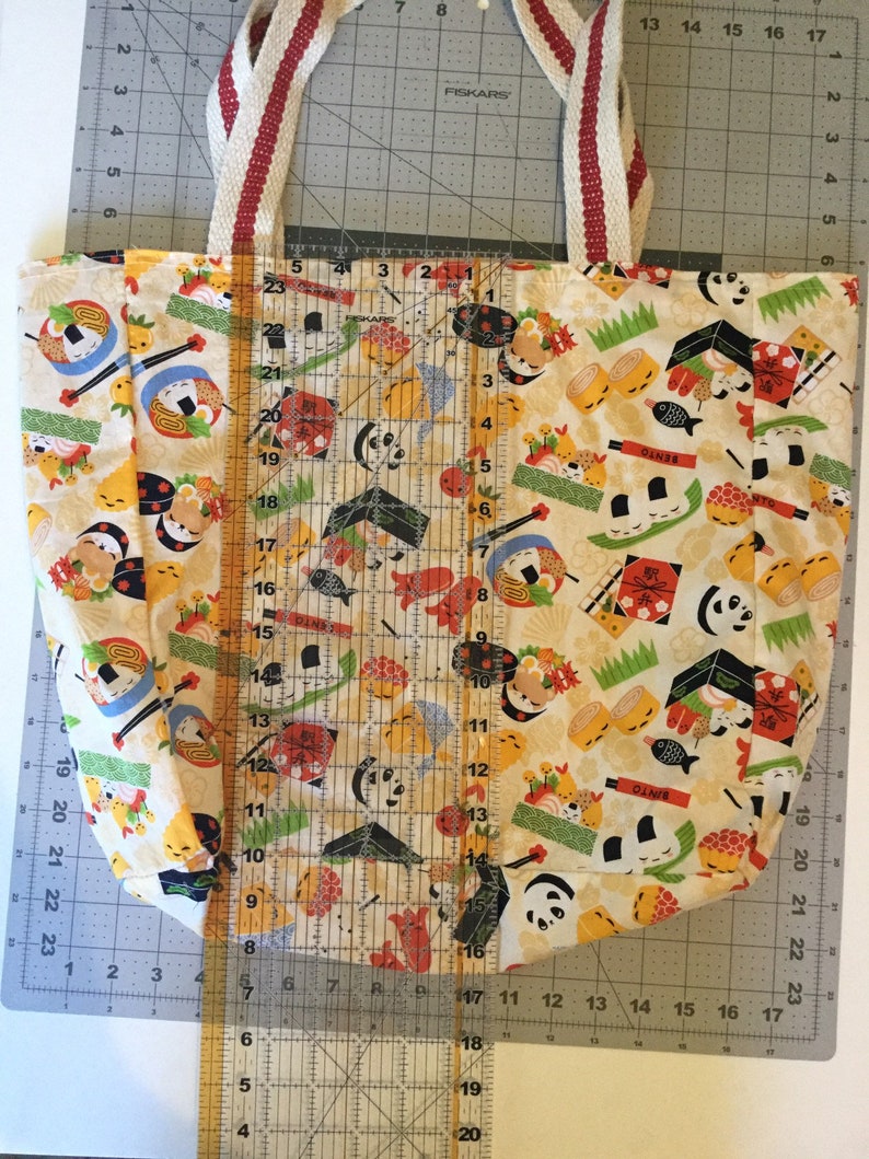 Sushi reusable washable grocery tote bag