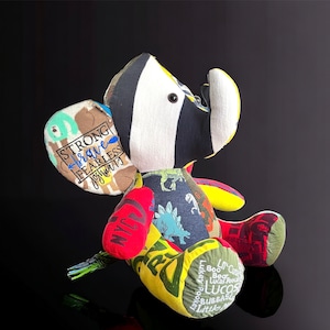 Memory Elephant Made From Baby Clothes Onesie Elephant Baby Boy Clothes Baby Girl Clothes Birth Announcement Patchwork Elephant Baby Gift