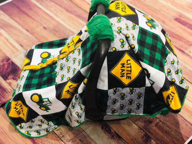 Little Man Minky Car Seat Canopy Covers