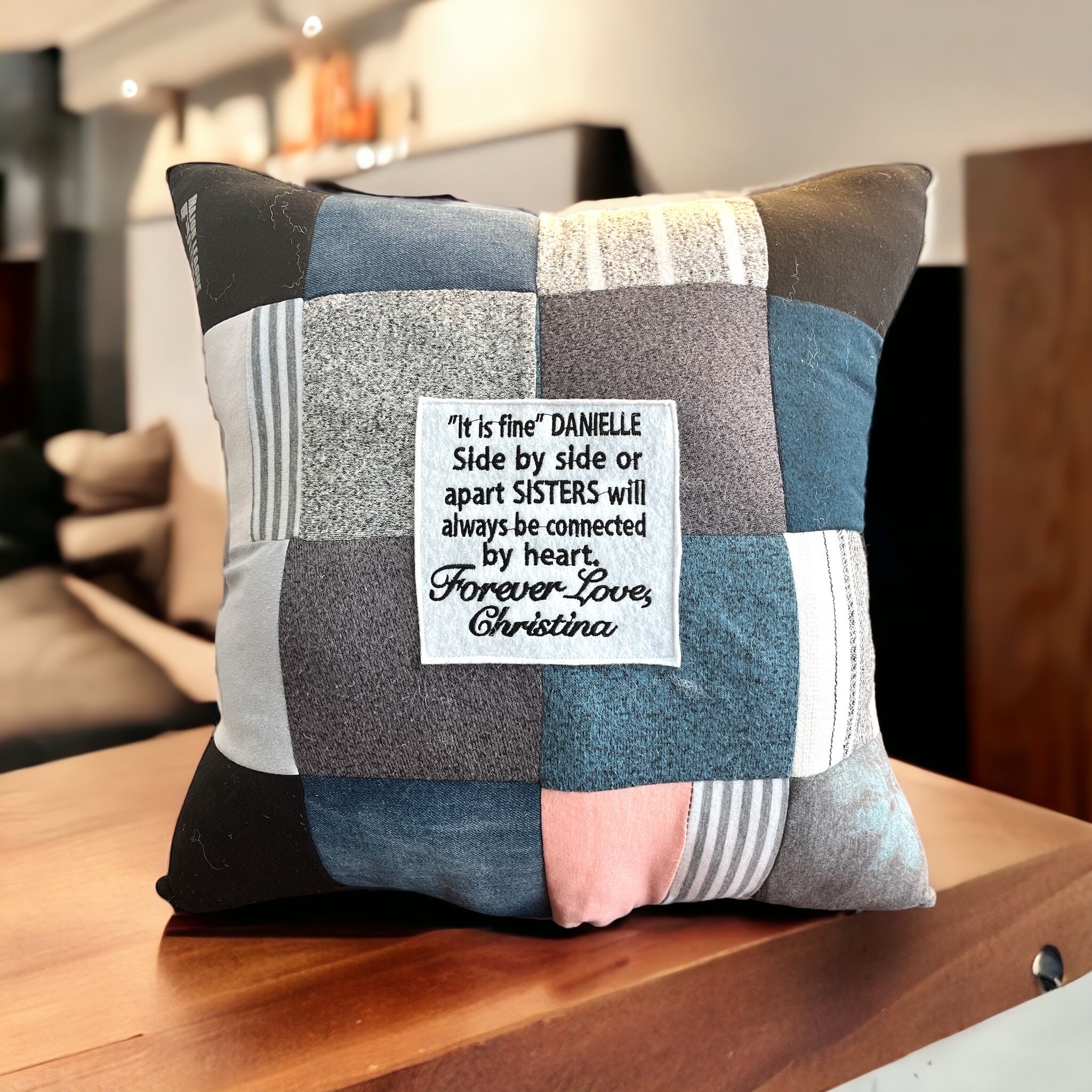 Memory Pillow, Loss of Mother, Customizable Pillow made from shirts, Loss of Husband, Embroidered Pillow, Bereavement Gift, Sympathy Gift