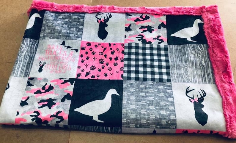 Trucks /& 8 Point Bucks Girl Minky Ducks