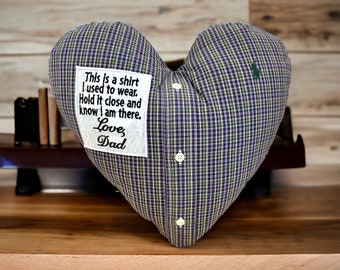 Heart MEMORY Pillow, Memory Cushion, Loss of Father, Loss of Husband, Memorial Pillow Made with Loved Ones Clothing, Memorial Cushion, Loss