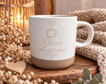 Ceramic mug with laser engraving, 360 ml | Engraved coffee mug | Wintertime & Little Break mug | Gift for her | Ceramic mug